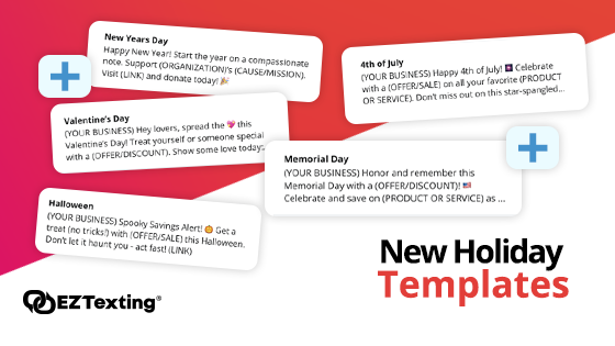 Image of a variety of holiday text messaging templates.